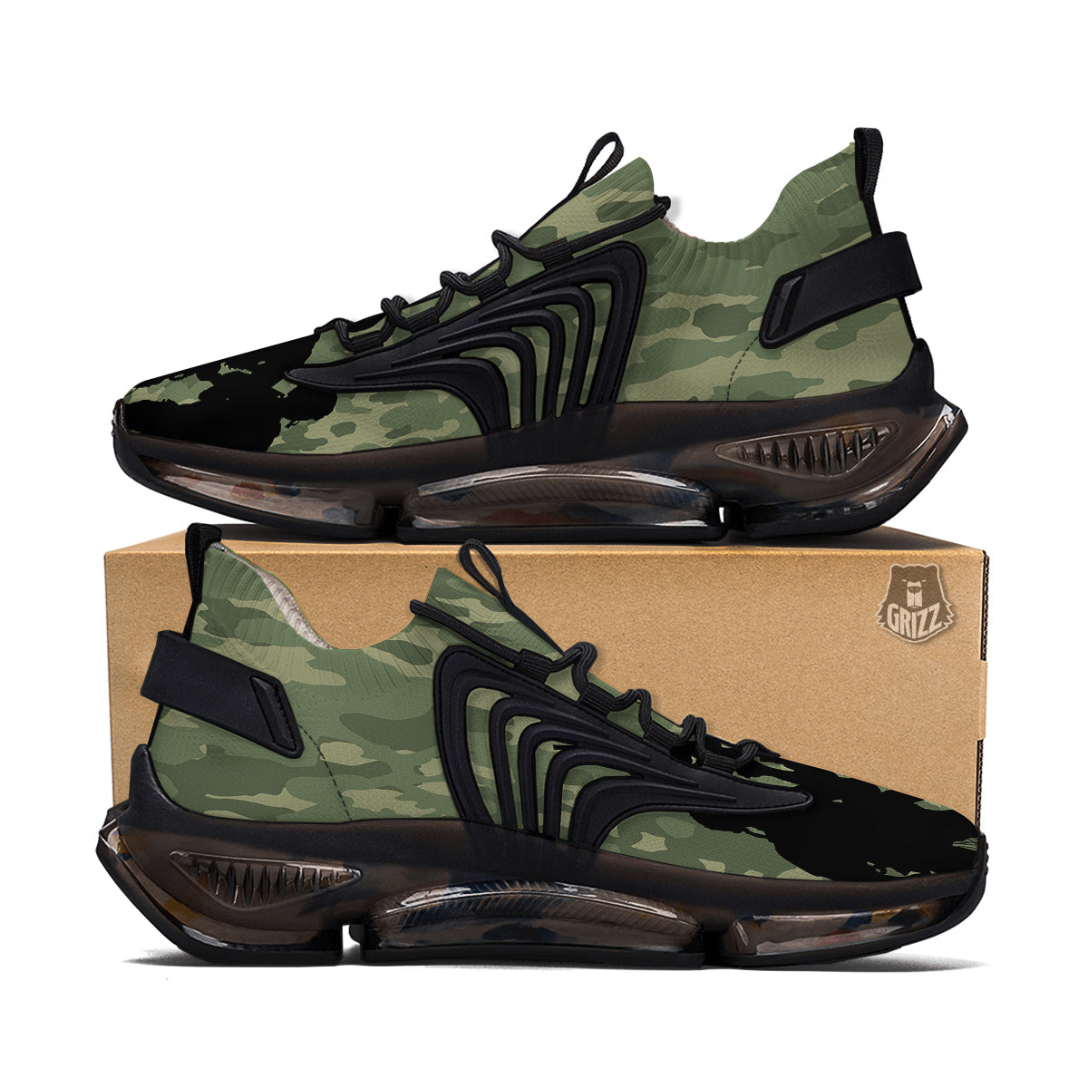 Soldiers And Camouflage Print Black Gym Shoes-grizzshop
