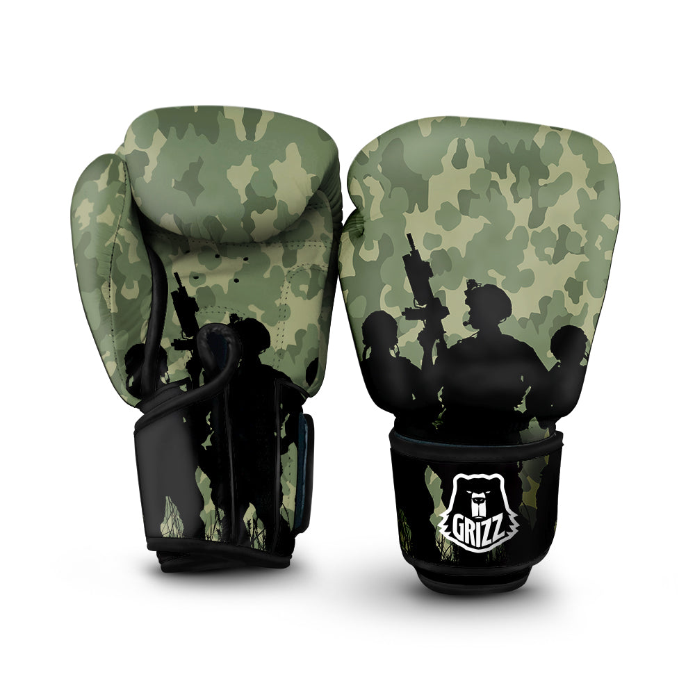 Soldiers And Camouflage Print Boxing Gloves-grizzshop