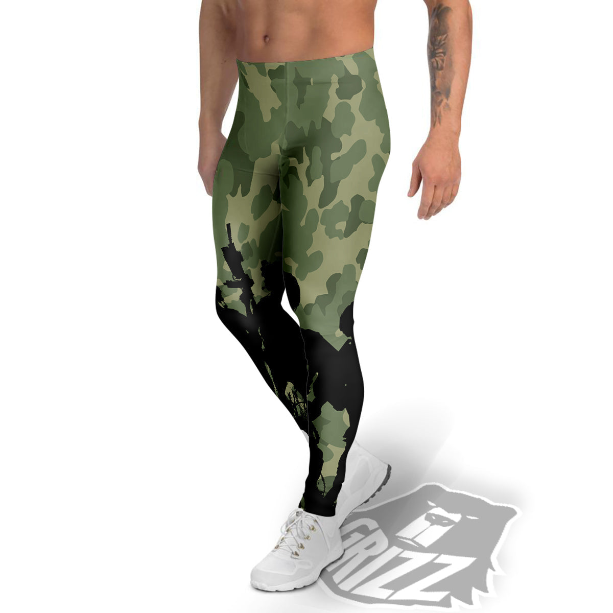 Soldiers And Camouflage Print Men's Leggings-grizzshop