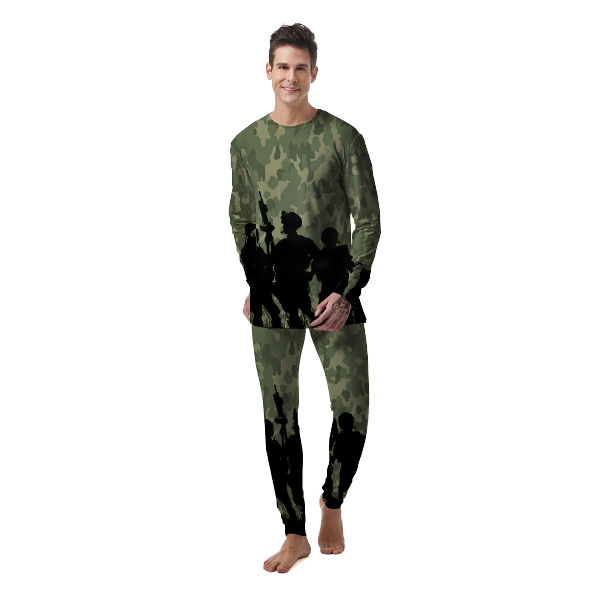 Soldiers And Camouflage Print Men's Pajamas-grizzshop