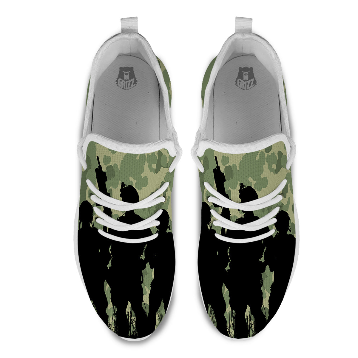 Soldiers And Camouflage Print White Athletic Shoes-grizzshop