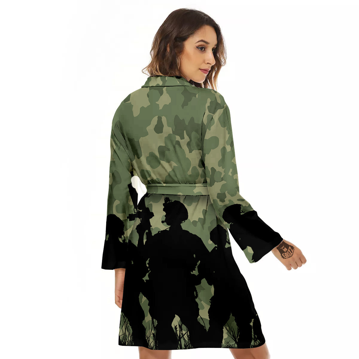 Soldiers And Camouflage Print Women's Robe-grizzshop