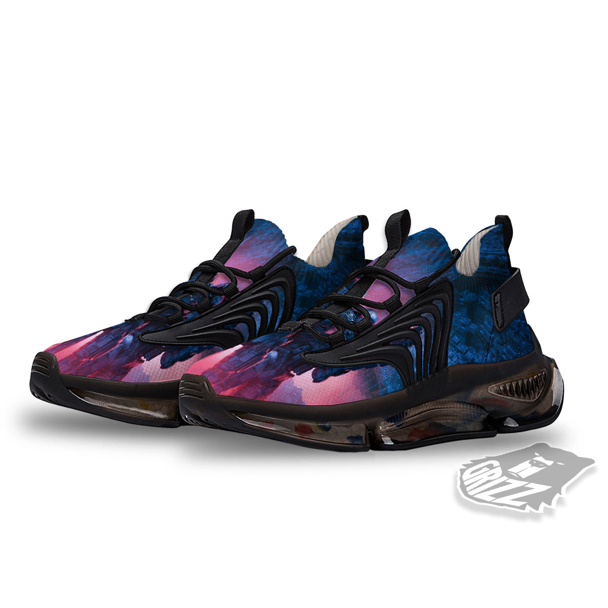 Soldiers Cyberpunk Print Black Gym Shoes-grizzshop