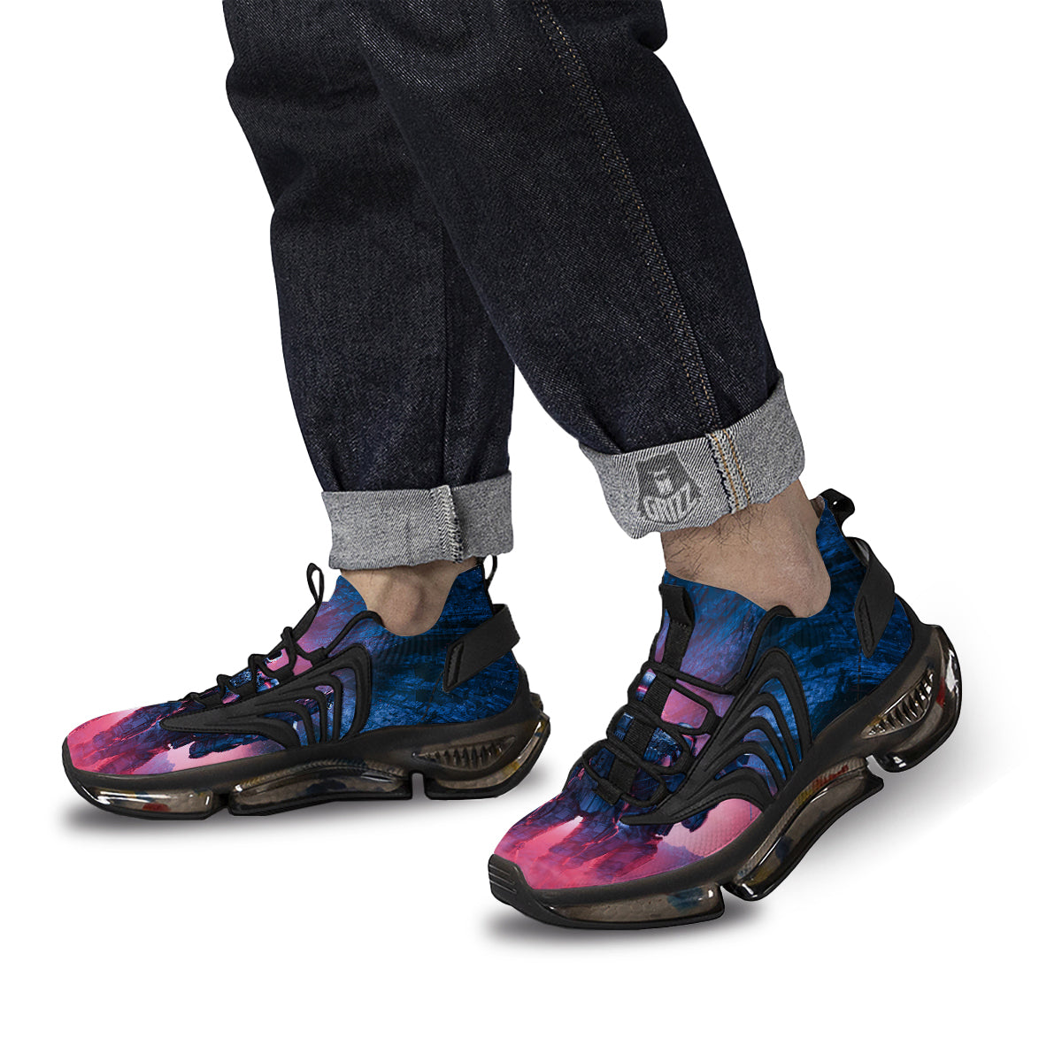 Soldiers Cyberpunk Print Black Gym Shoes-grizzshop