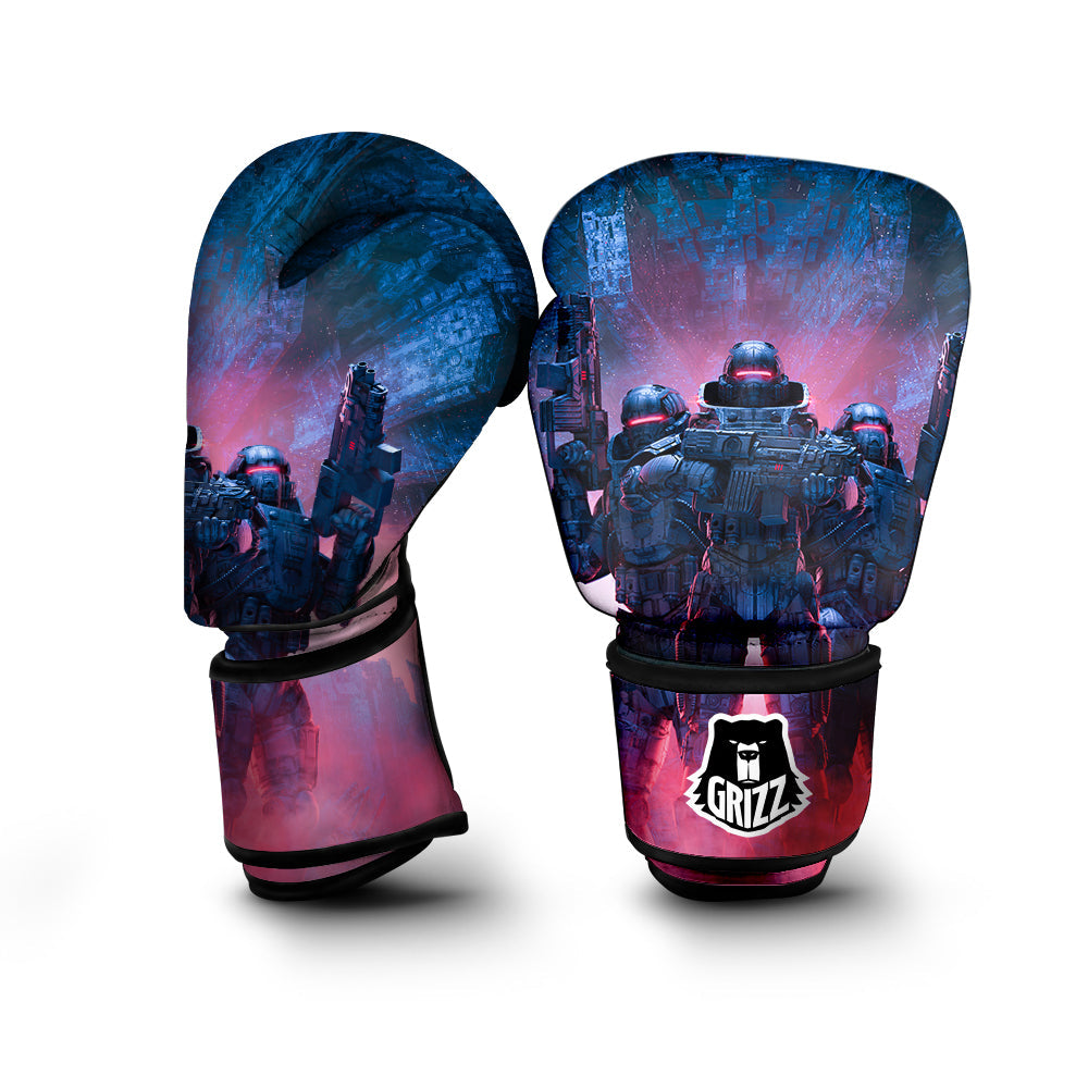 Soldiers Cyberpunk Print Boxing Gloves-grizzshop