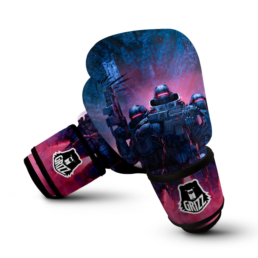 Soldiers Cyberpunk Print Boxing Gloves-grizzshop