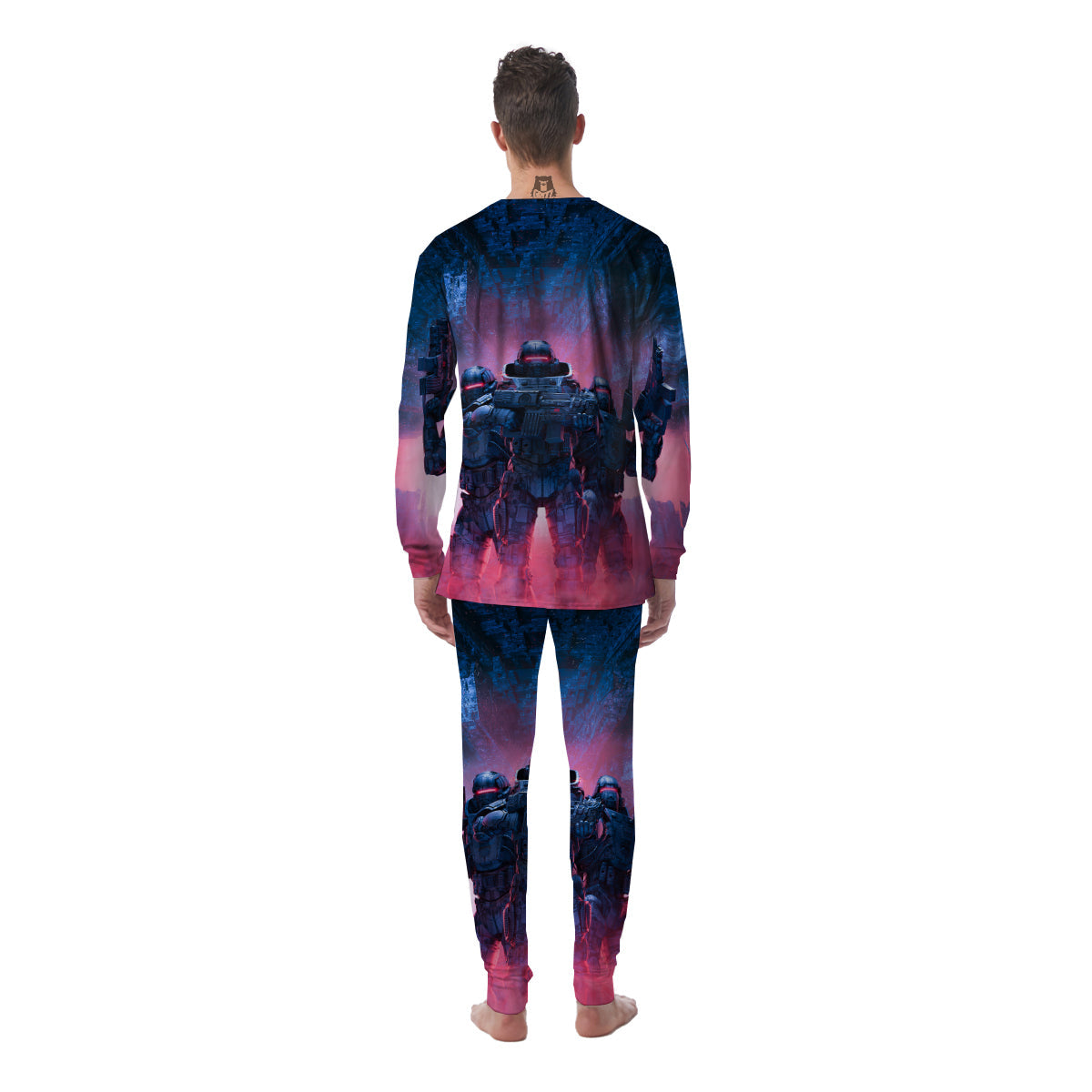 Soldiers Cyberpunk Print Men's Pajamas-grizzshop