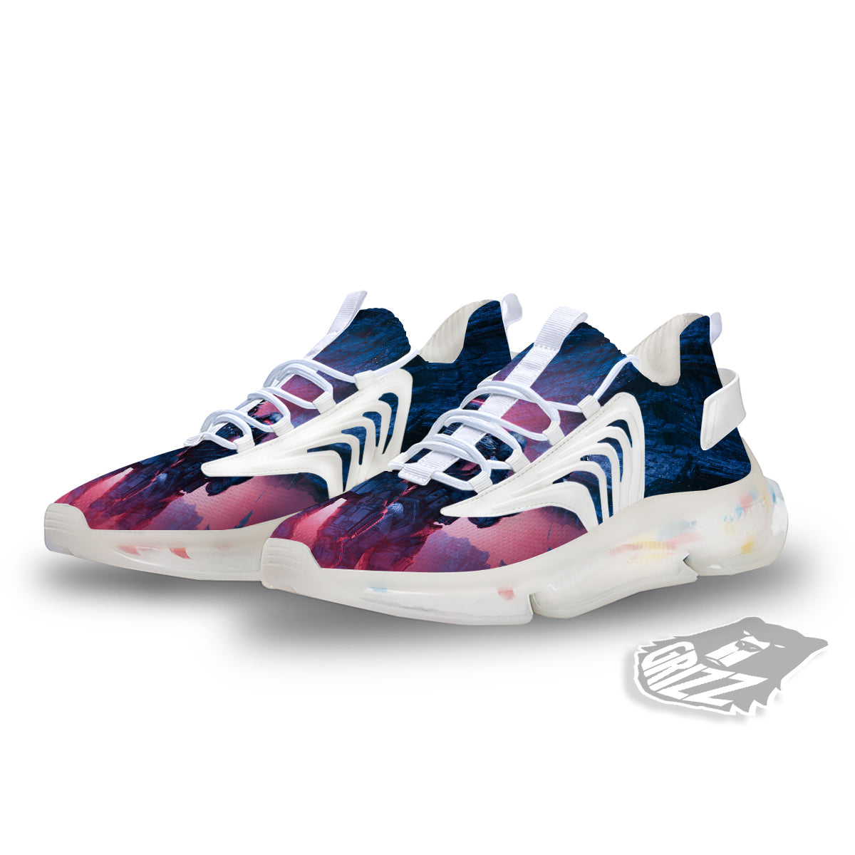 Soldiers Cyberpunk Print White Gym Shoes-grizzshop