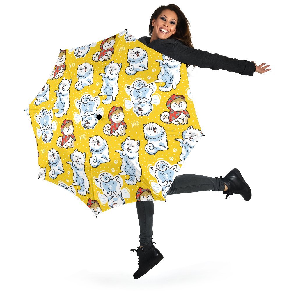 Somoyed Dog Pattern Print Automatic Foldable Umbrella-grizzshop