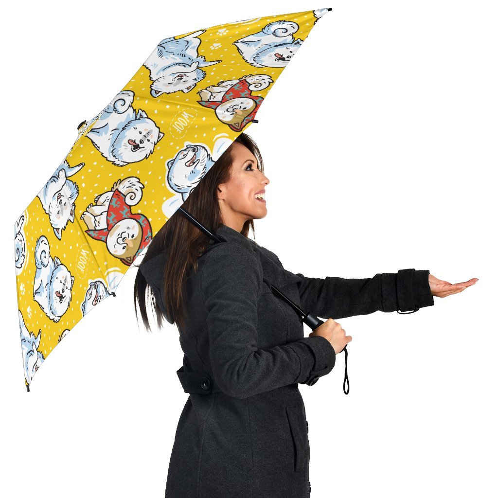 Somoyed Dog Pattern Print Automatic Foldable Umbrella-grizzshop