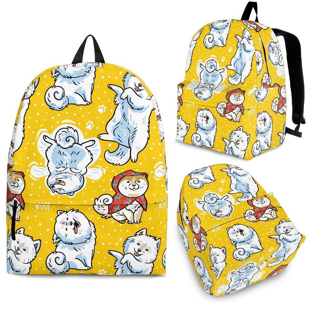 Somoyed Dog Pattern Print Backpack-grizzshop