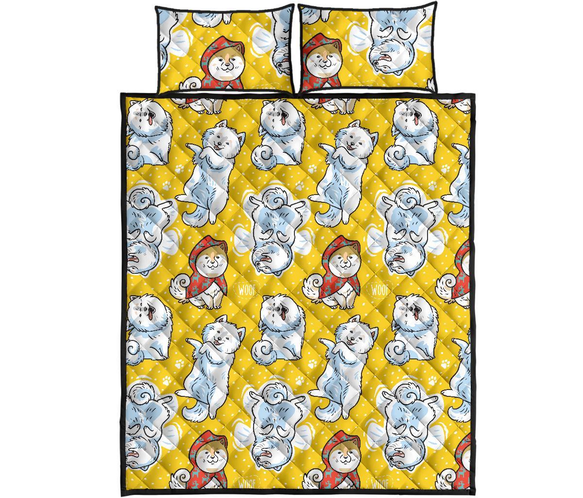 Somoyed Dog Pattern Print Bed Set Quilt-grizzshop