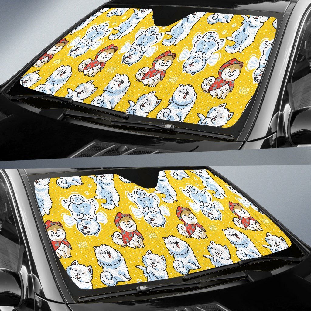 Somoyed Dog Pattern Print Car Sun Shade-grizzshop