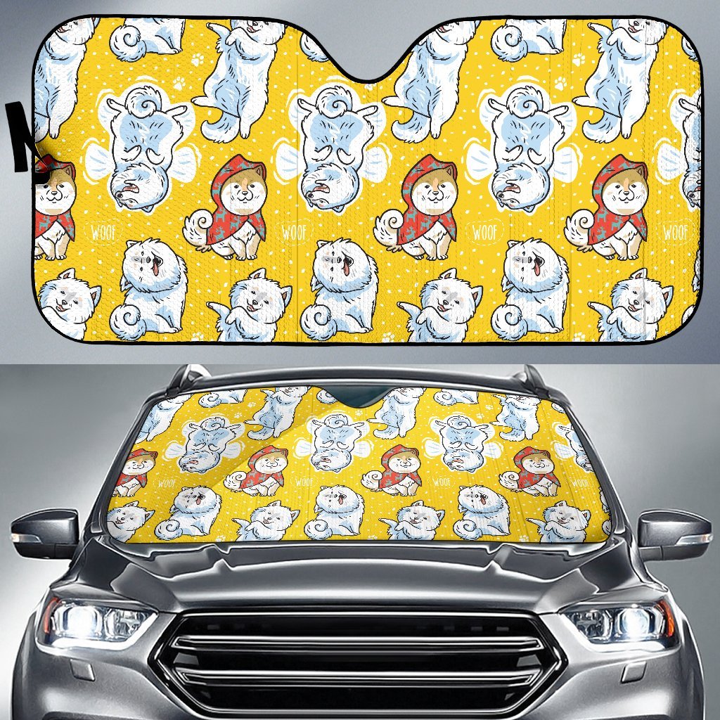 Somoyed Dog Pattern Print Car Sun Shade-grizzshop