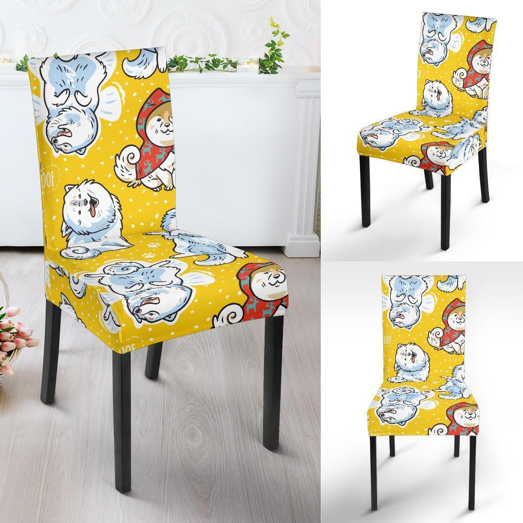 Somoyed Dog Pattern Print Chair Cover-grizzshop