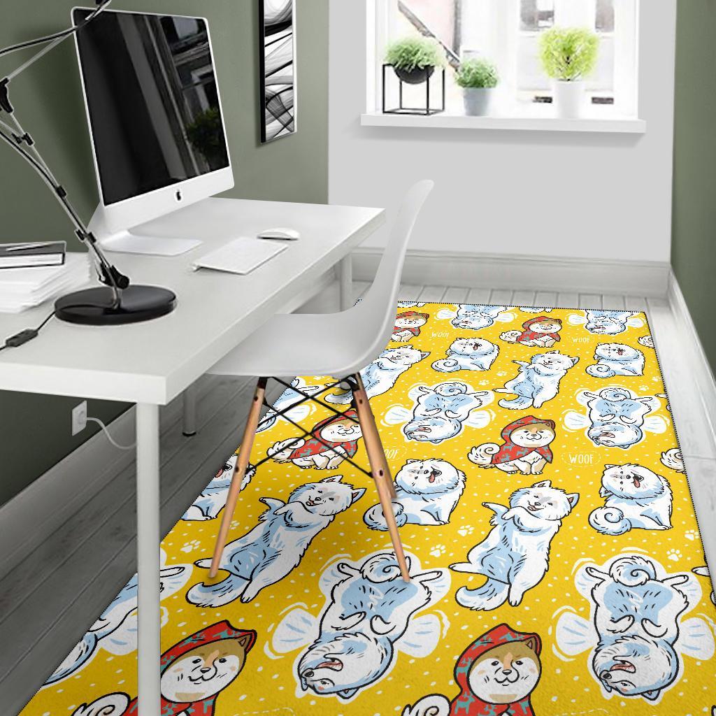 Somoyed Dog Pattern Print Floor Mat-grizzshop