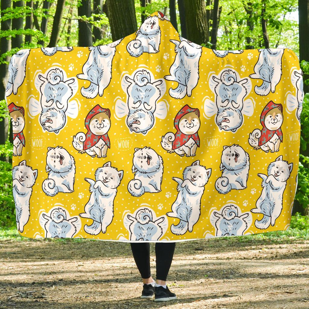 Somoyed Dog Pattern Print Hooded Blanket-grizzshop