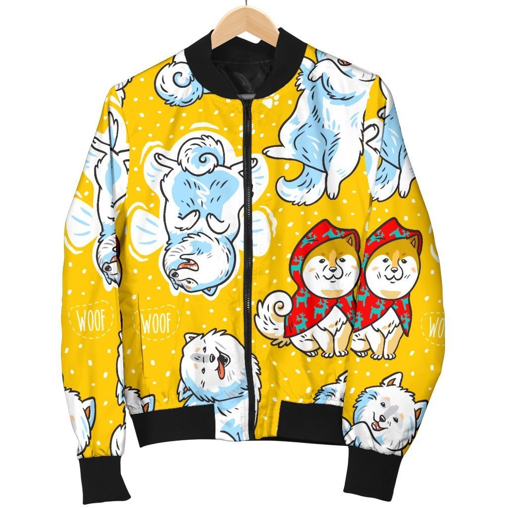 Somoyed Dog Pattern Print Men's Bomber Jacket-grizzshop