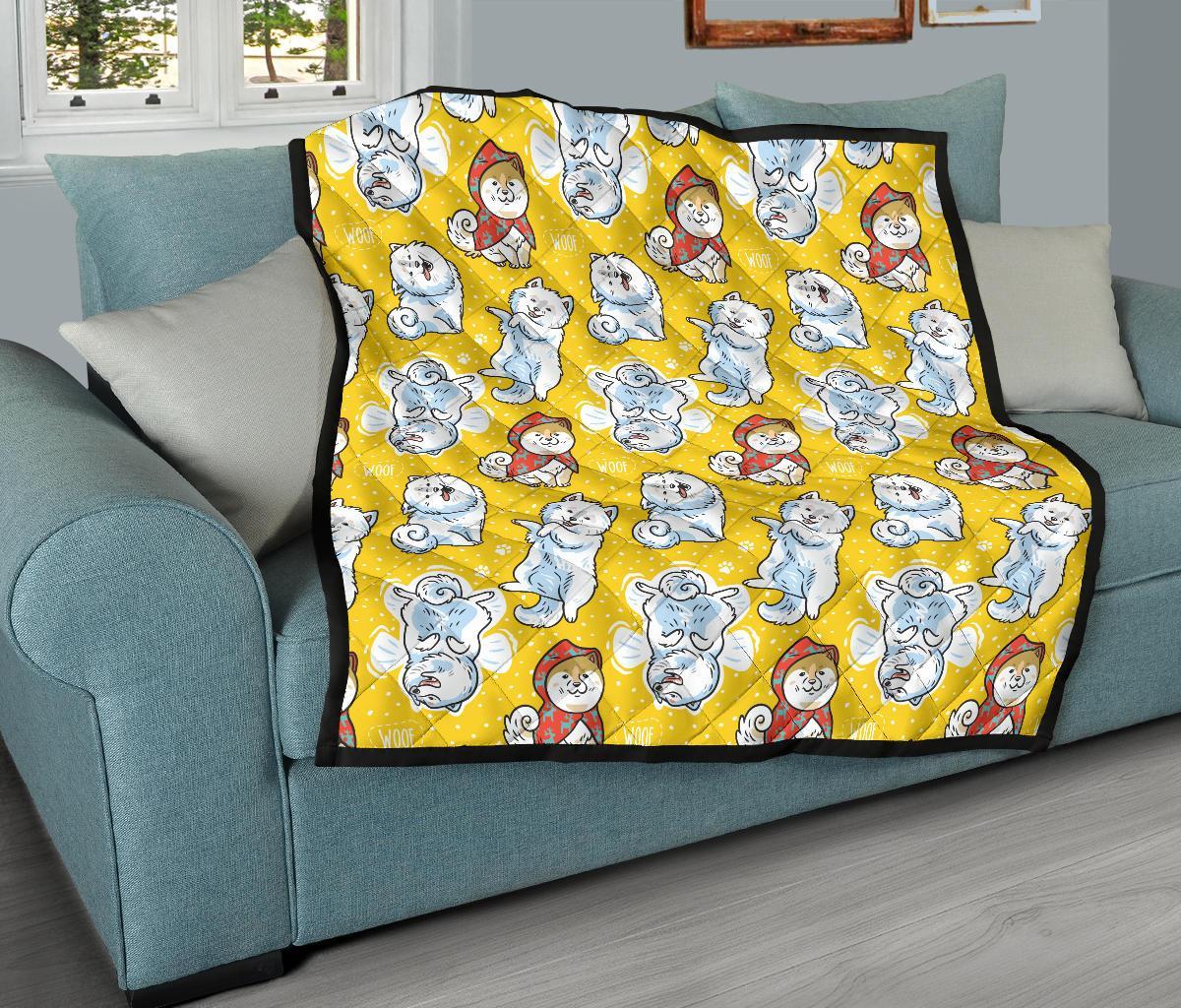 Somoyed Dog Pattern Print Quilt-grizzshop