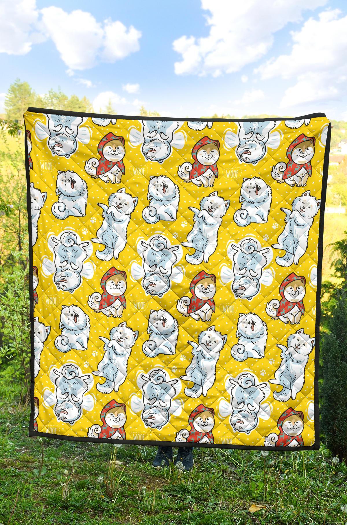 Somoyed Dog Pattern Print Quilt-grizzshop