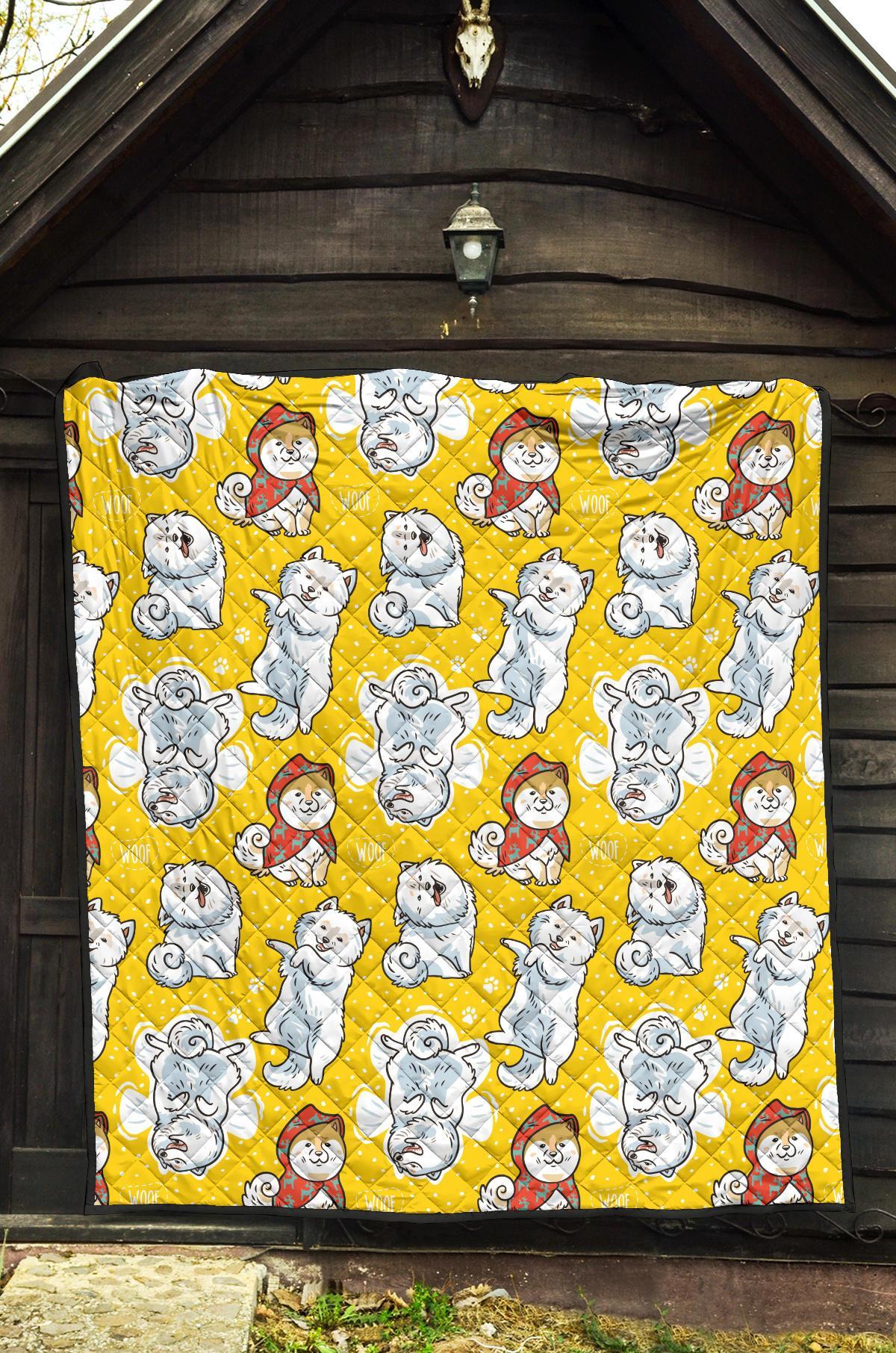 Somoyed Dog Pattern Print Quilt-grizzshop