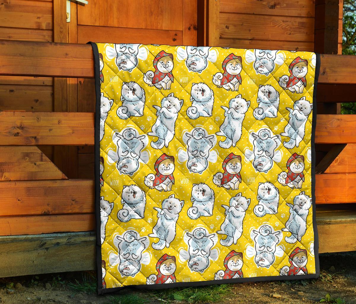 Somoyed Dog Pattern Print Quilt-grizzshop