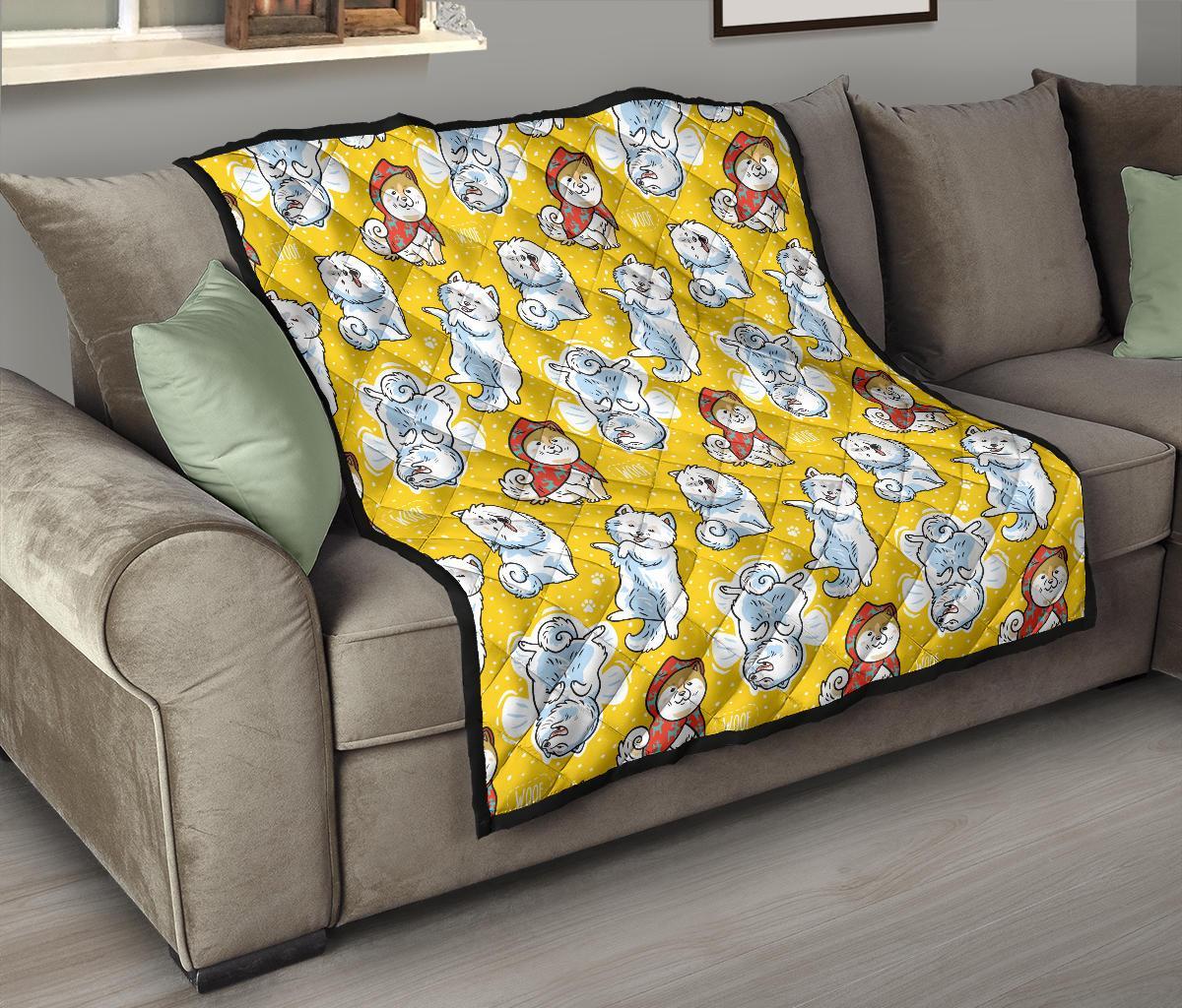 Somoyed Dog Pattern Print Quilt-grizzshop