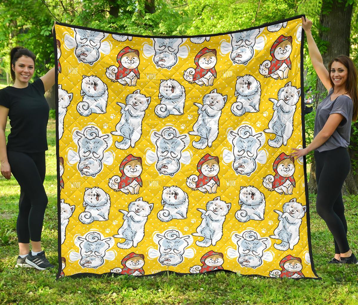 Somoyed Dog Pattern Print Quilt-grizzshop