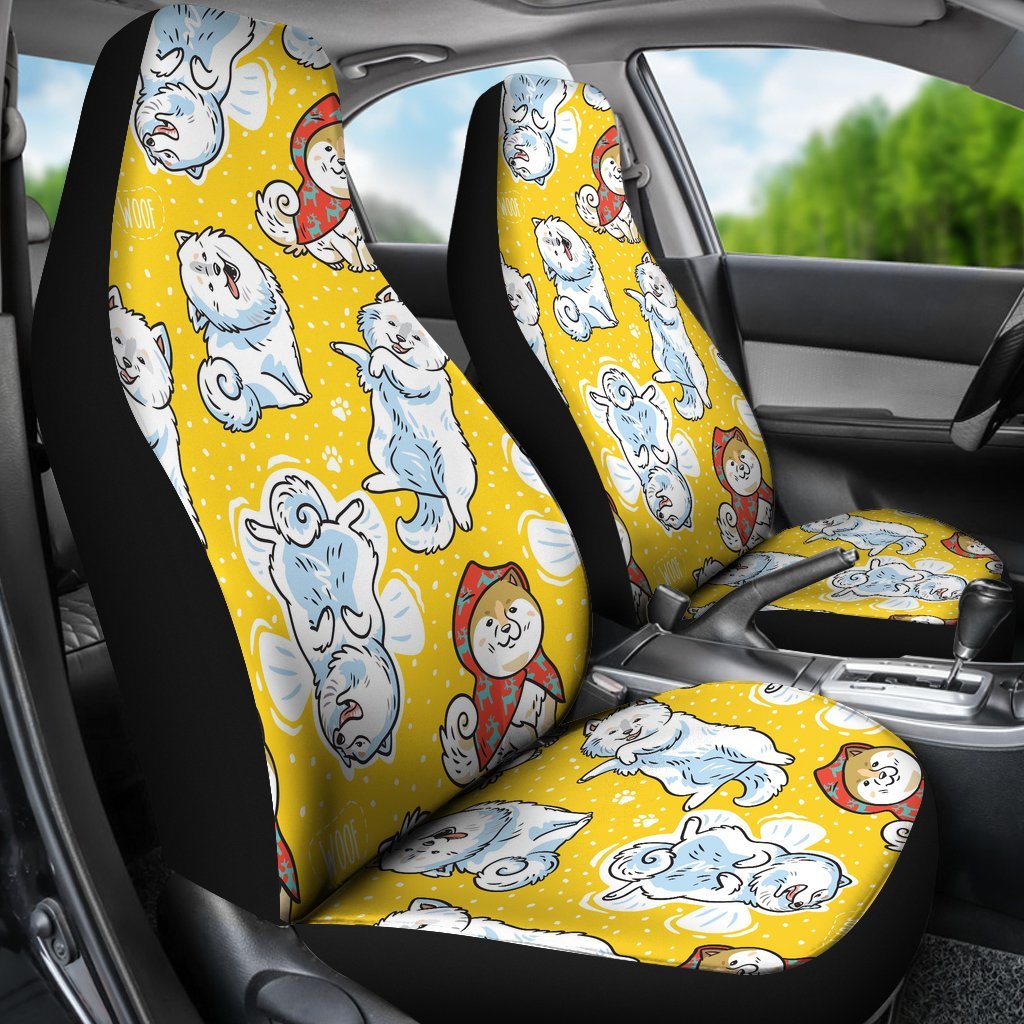 Somoyed Dog Pattern Print Universal Fit Car Seat Covers-grizzshop
