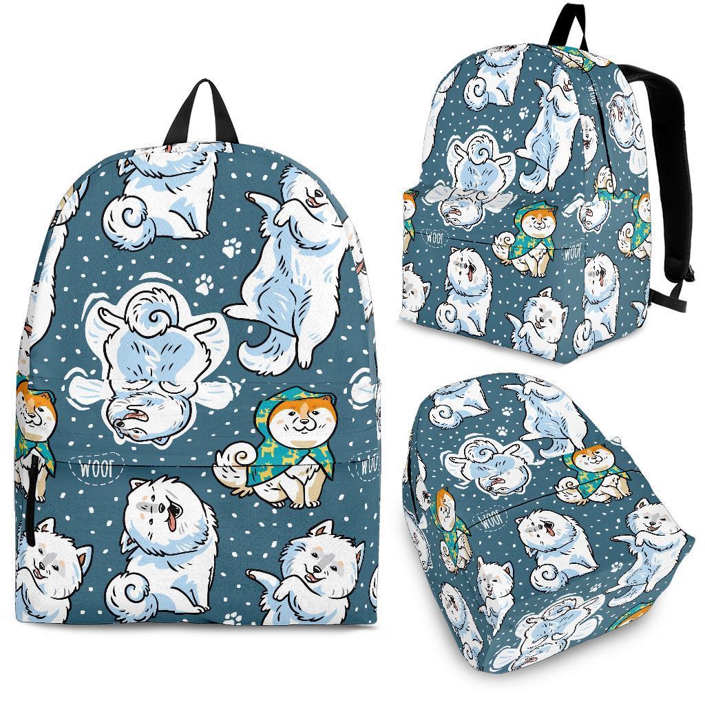 Somoyed Dog Print Pattern Backpack-grizzshop