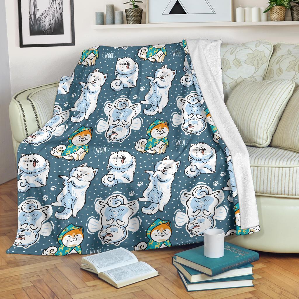 Somoyed Dog Print Pattern Blanket-grizzshop