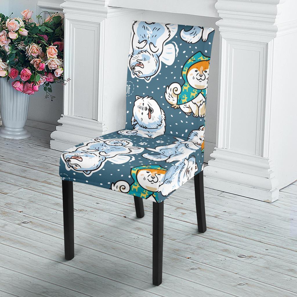 Somoyed Dog Print Pattern Chair Cover-grizzshop