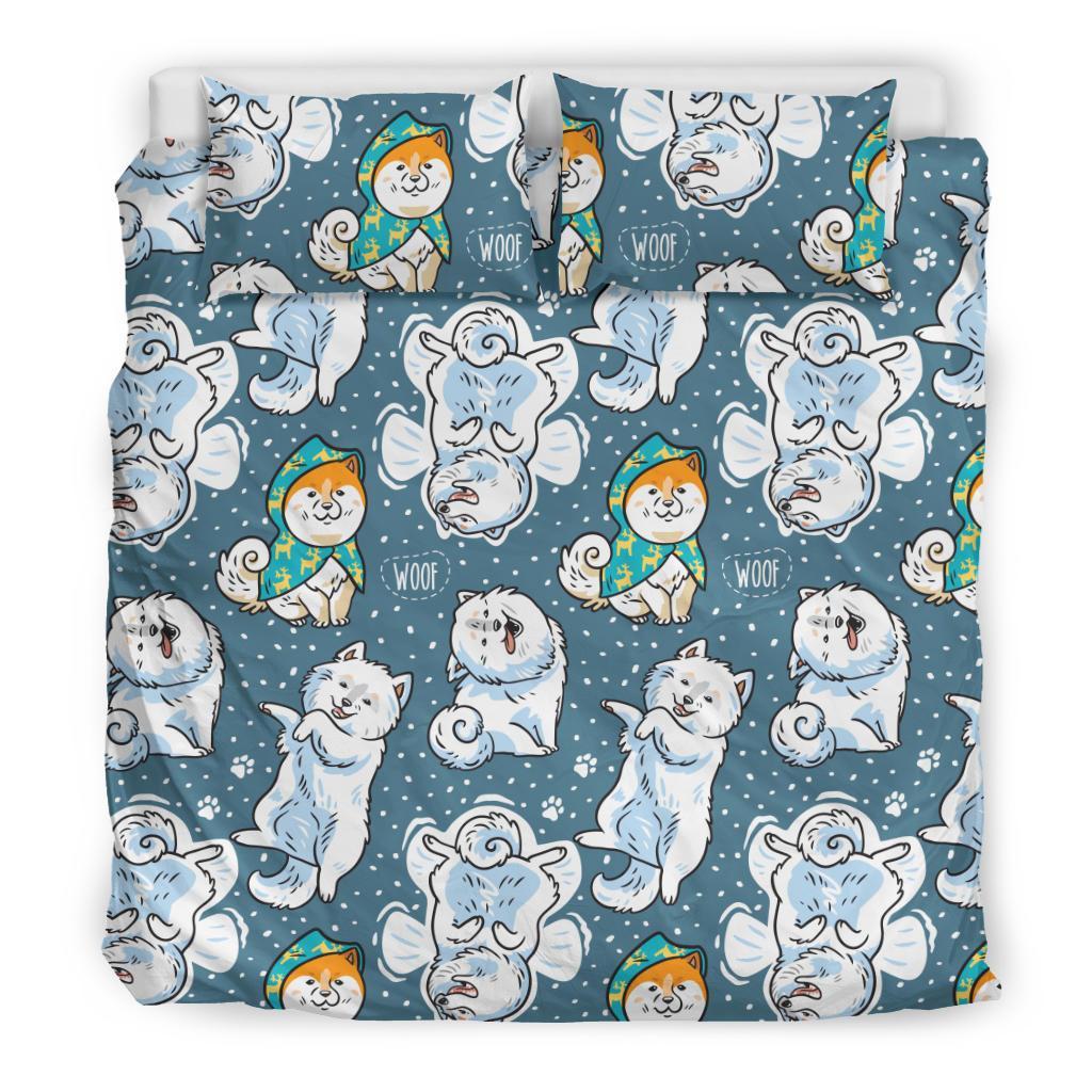 Somoyed Dog Print Pattern Duvet Cover Bedding Set-grizzshop