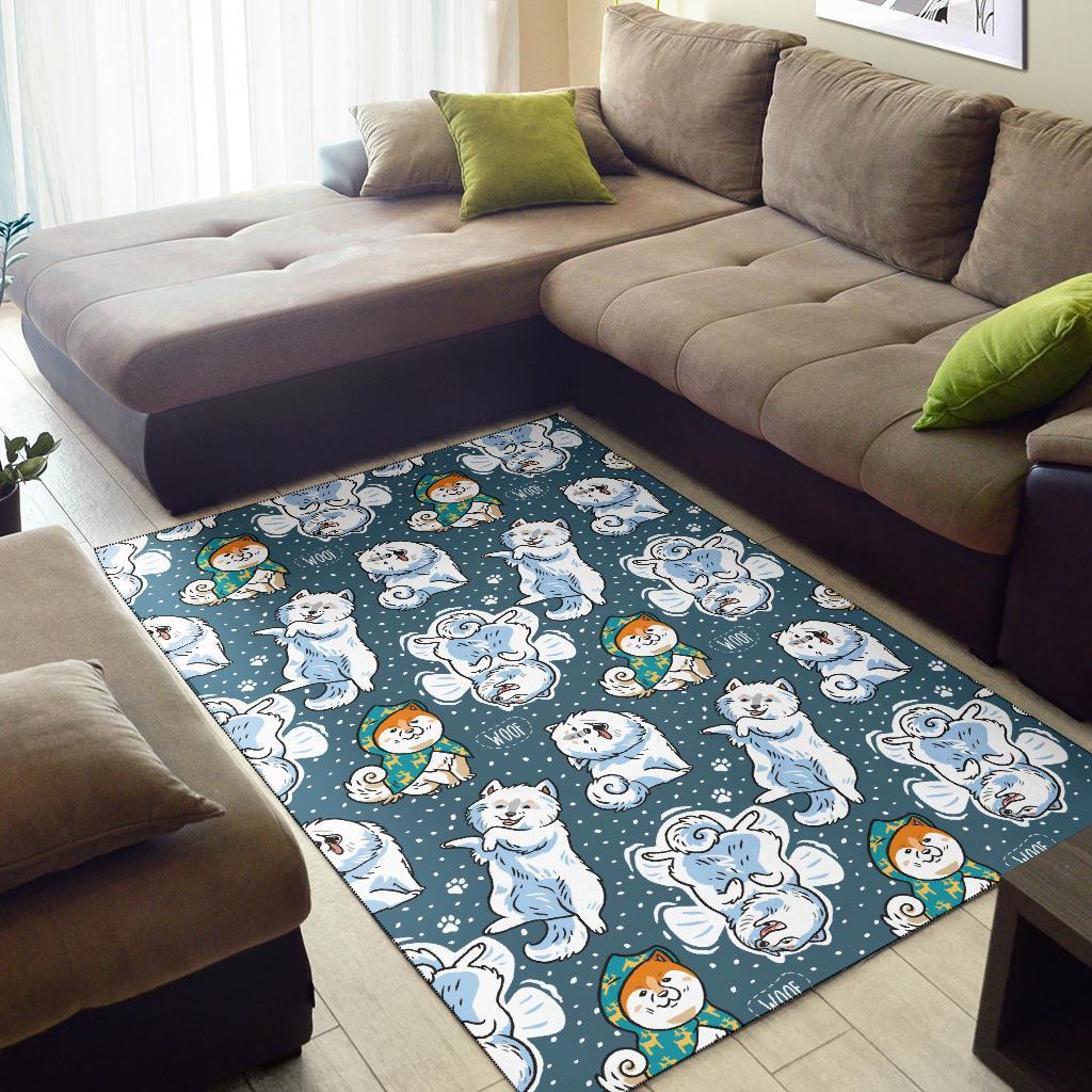 Somoyed Dog Print Pattern Floor Mat-grizzshop