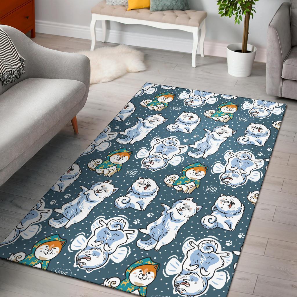 Somoyed Dog Print Pattern Floor Mat-grizzshop