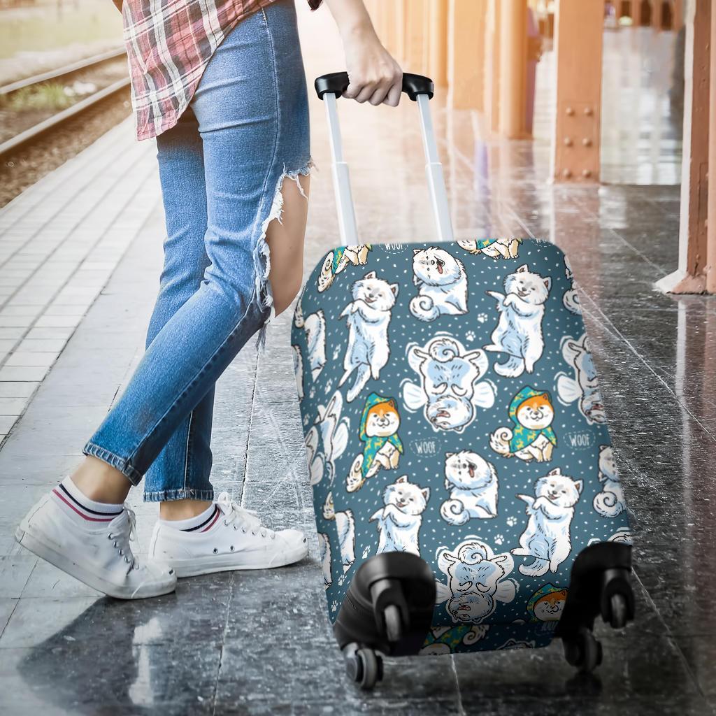 Somoyed Dog Print Pattern Luggage Cover Protector-grizzshop