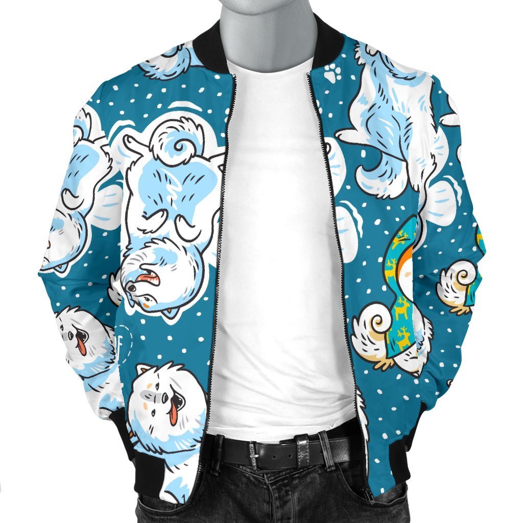 Somoyed Dog Print Pattern Men's Bomber Jacket-grizzshop