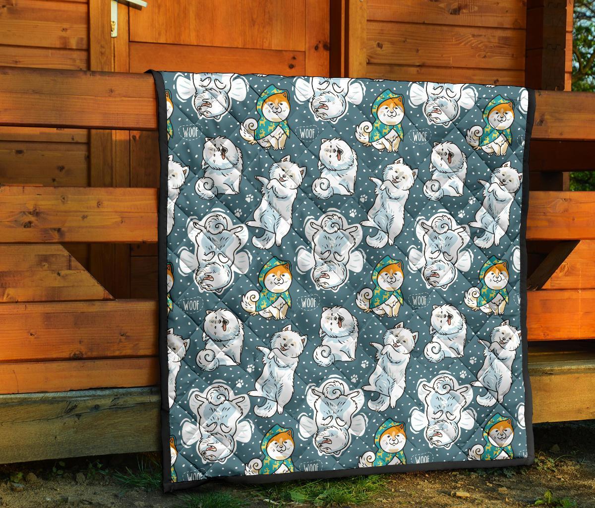 Somoyed Dog Print Pattern Quilt-grizzshop