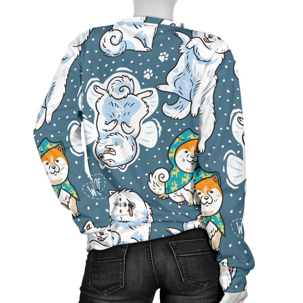 Somoyed Dog Print Pattern Women's Sweatshirt-grizzshop