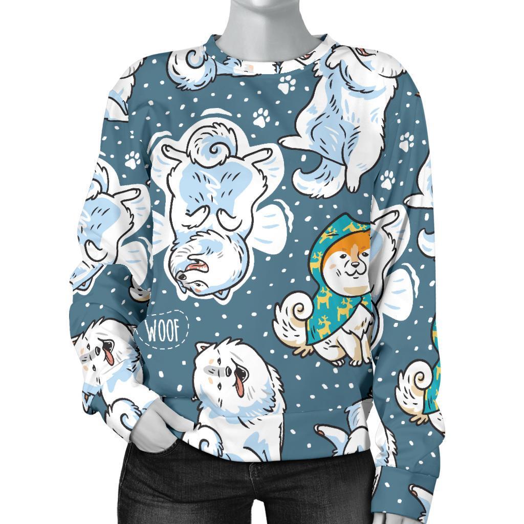 Somoyed Dog Print Pattern Women's Sweatshirt-grizzshop