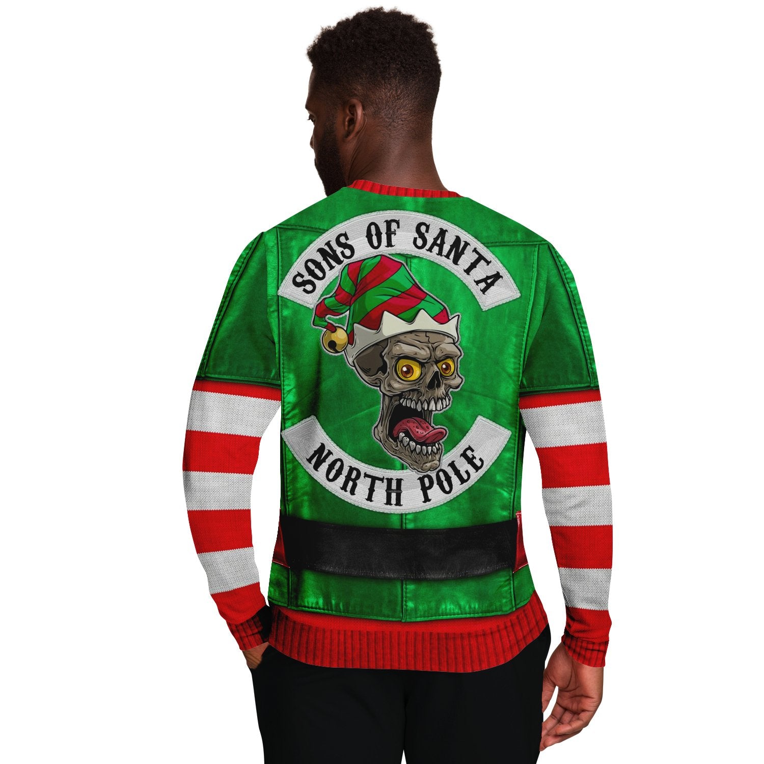 Son Of Santa North Pole Biker Ugly Christmas Sweater-grizzshop