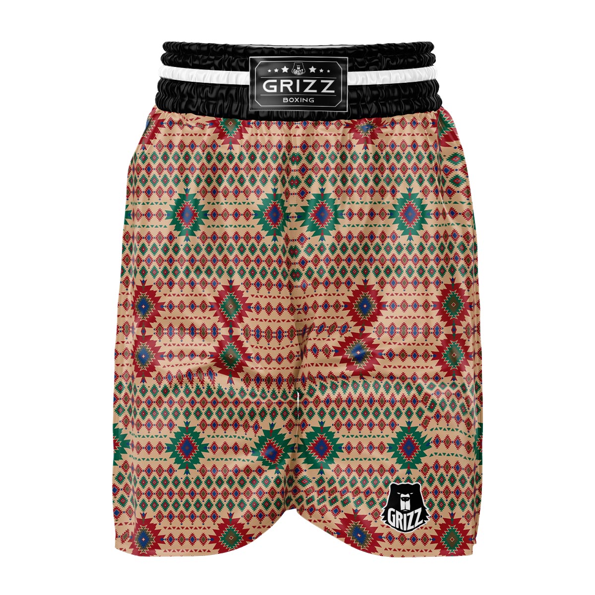 Southwestern Beige And Red Print Pattern Boxing Shorts-grizzshop