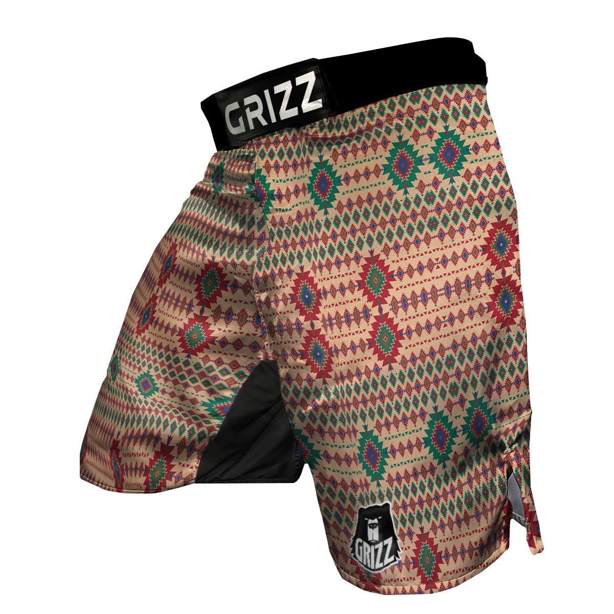 Southwestern Beige And Red Print Pattern MMA Shorts-grizzshop