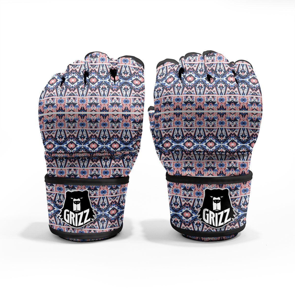 Southwestern Blue And Pink Print Pattern MMA Gloves-grizzshop