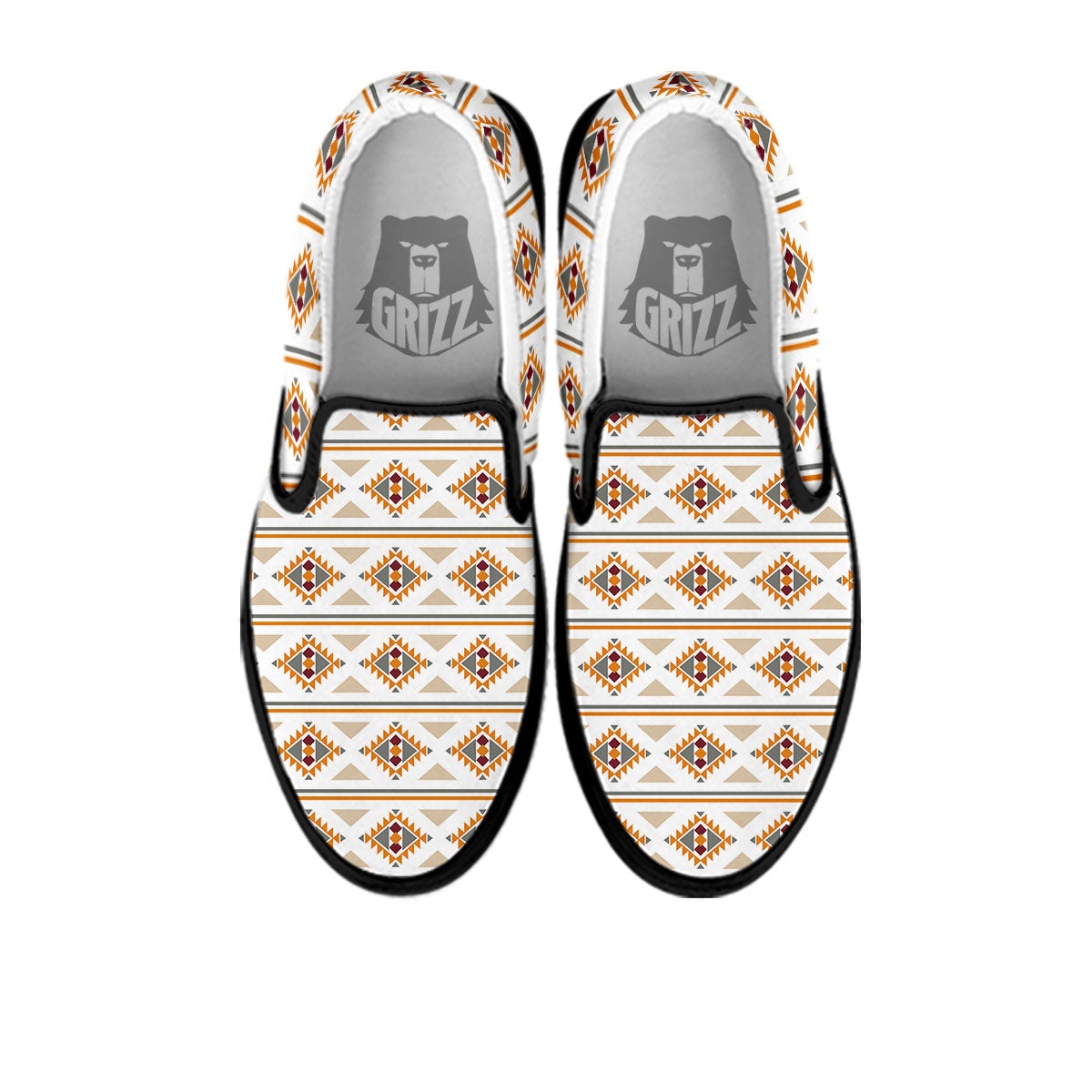 Southwestern Native Print Pattern Black Slip On Shoes-grizzshop