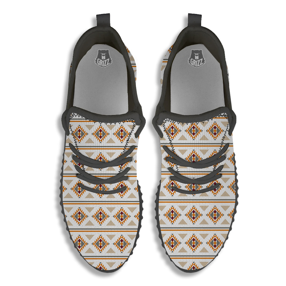 Southwestern Native Print Pattern Black Walking Shoes-grizzshop