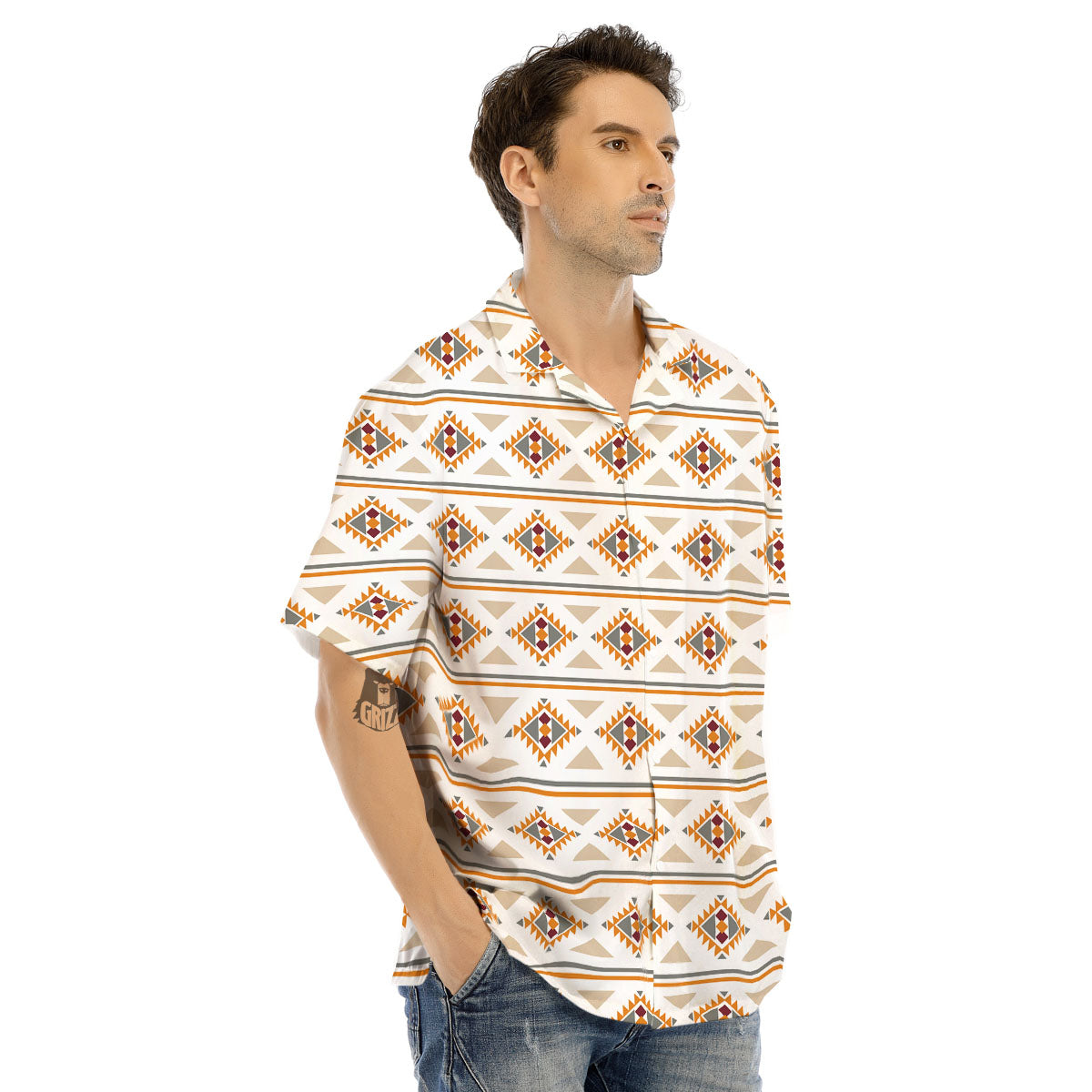 Southwestern Native Print Pattern Men's Hawaiian Shirt-grizzshop