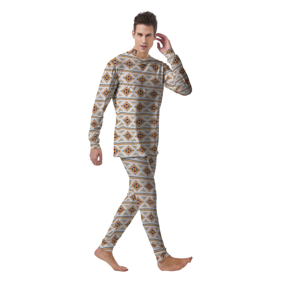 Southwestern Native Print Pattern Men's Pajamas-grizzshop
