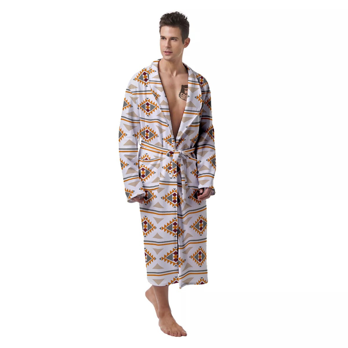 Southwestern Native Print Pattern Men's Robe-grizzshop