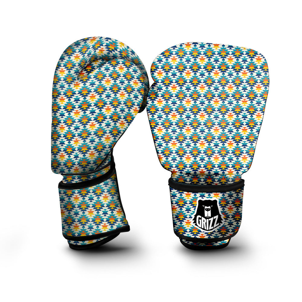 Southwestern Orange And Blue Print Boxing Gloves-grizzshop